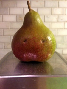 pear with dimples for eyes and mouth