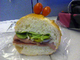sandwich with tomato eyes